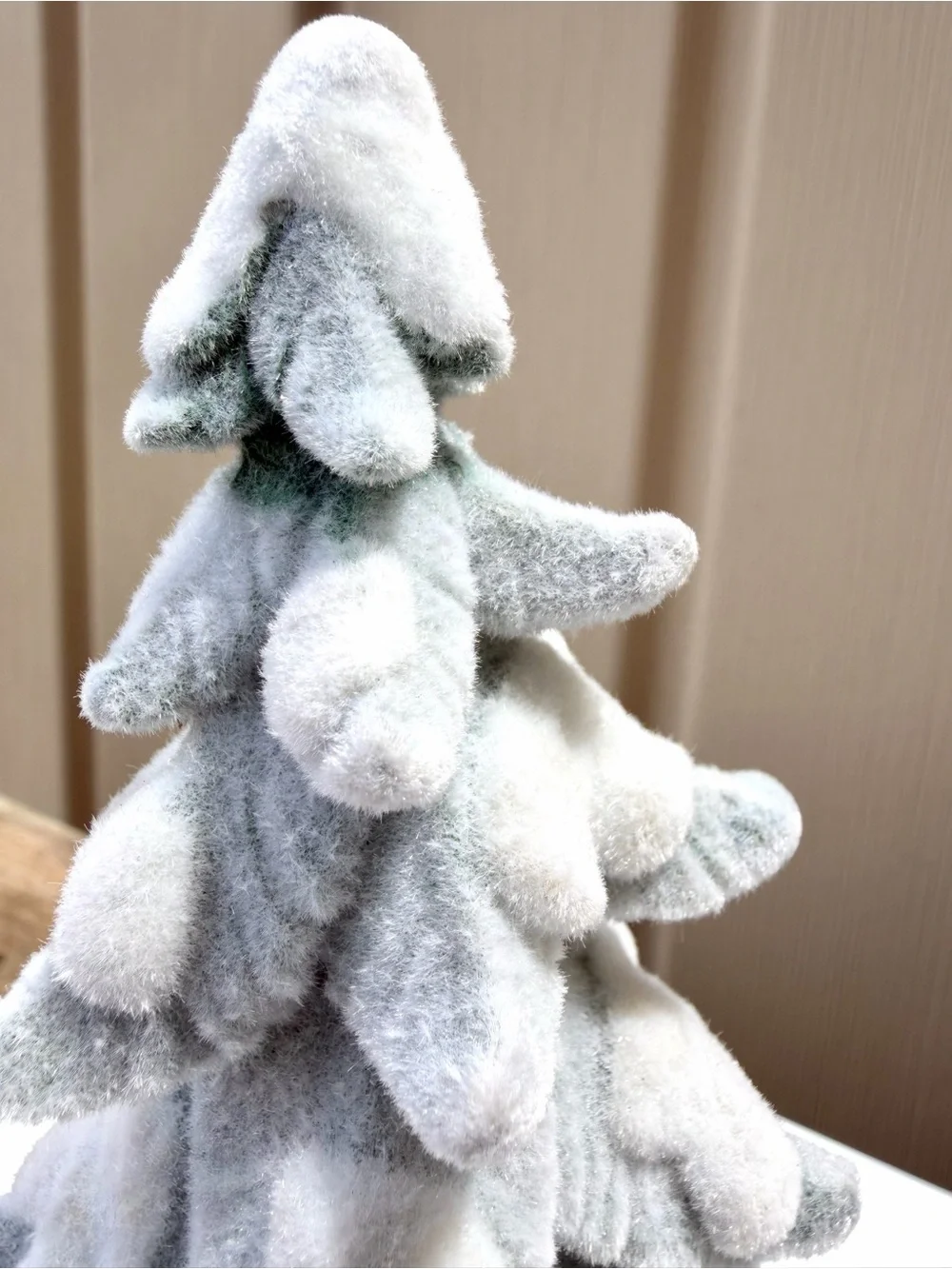 Vintage Flocked Snowy Tree & Skiing Bear Figurine Christmas Holiday Winter Decor